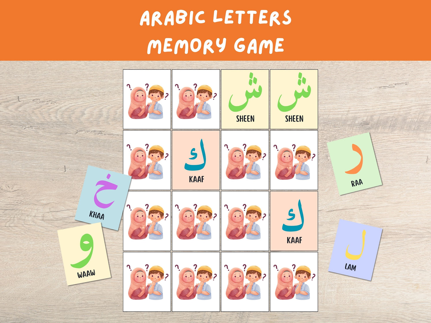 Arabic Alphabet Memory Card Game