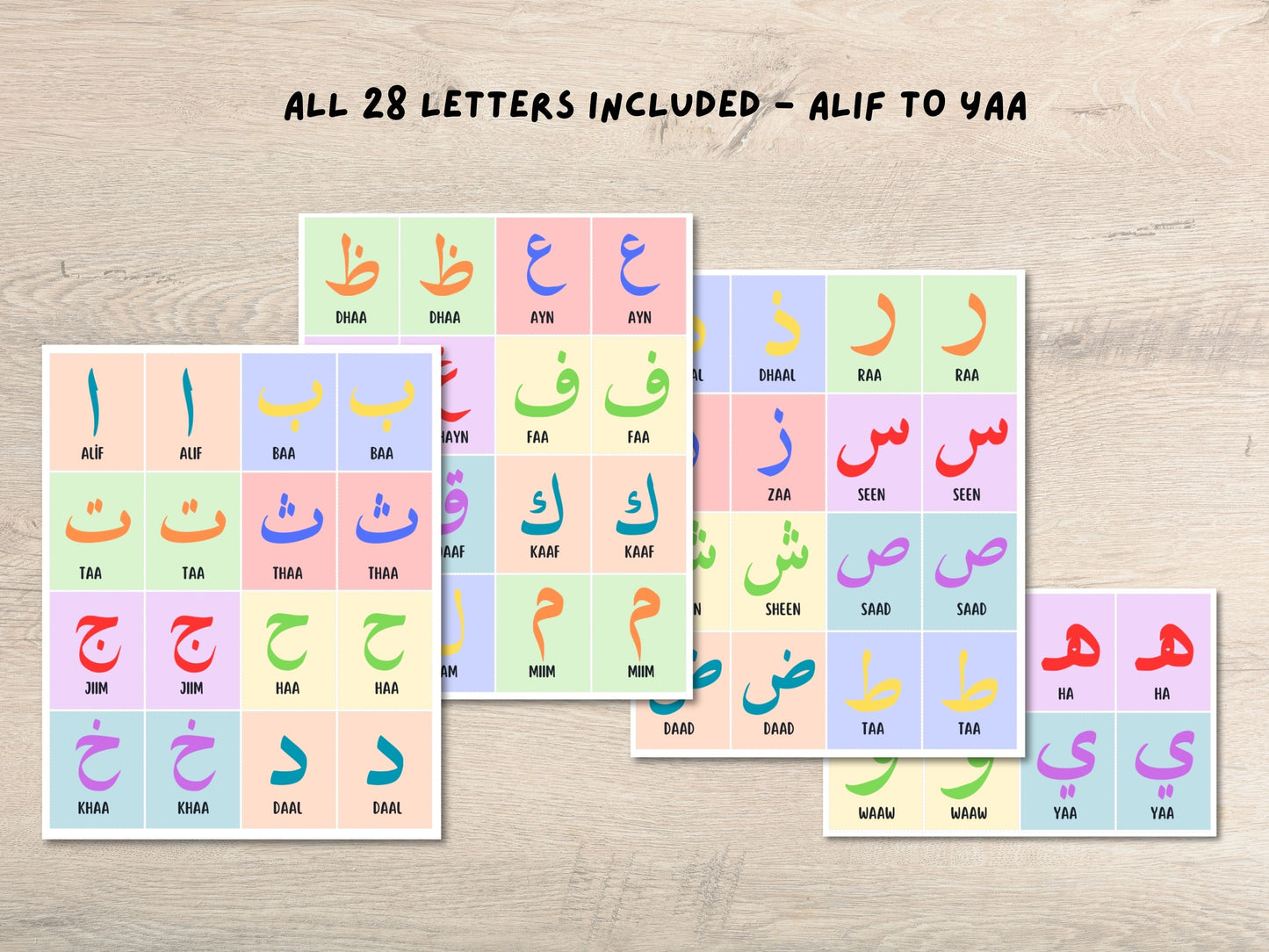 Arabic Alphabet Memory Card Game