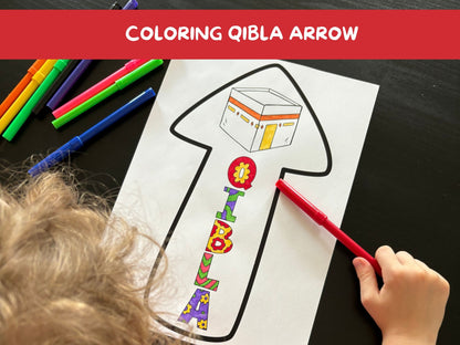 Coloring Qibla Arrow Printable