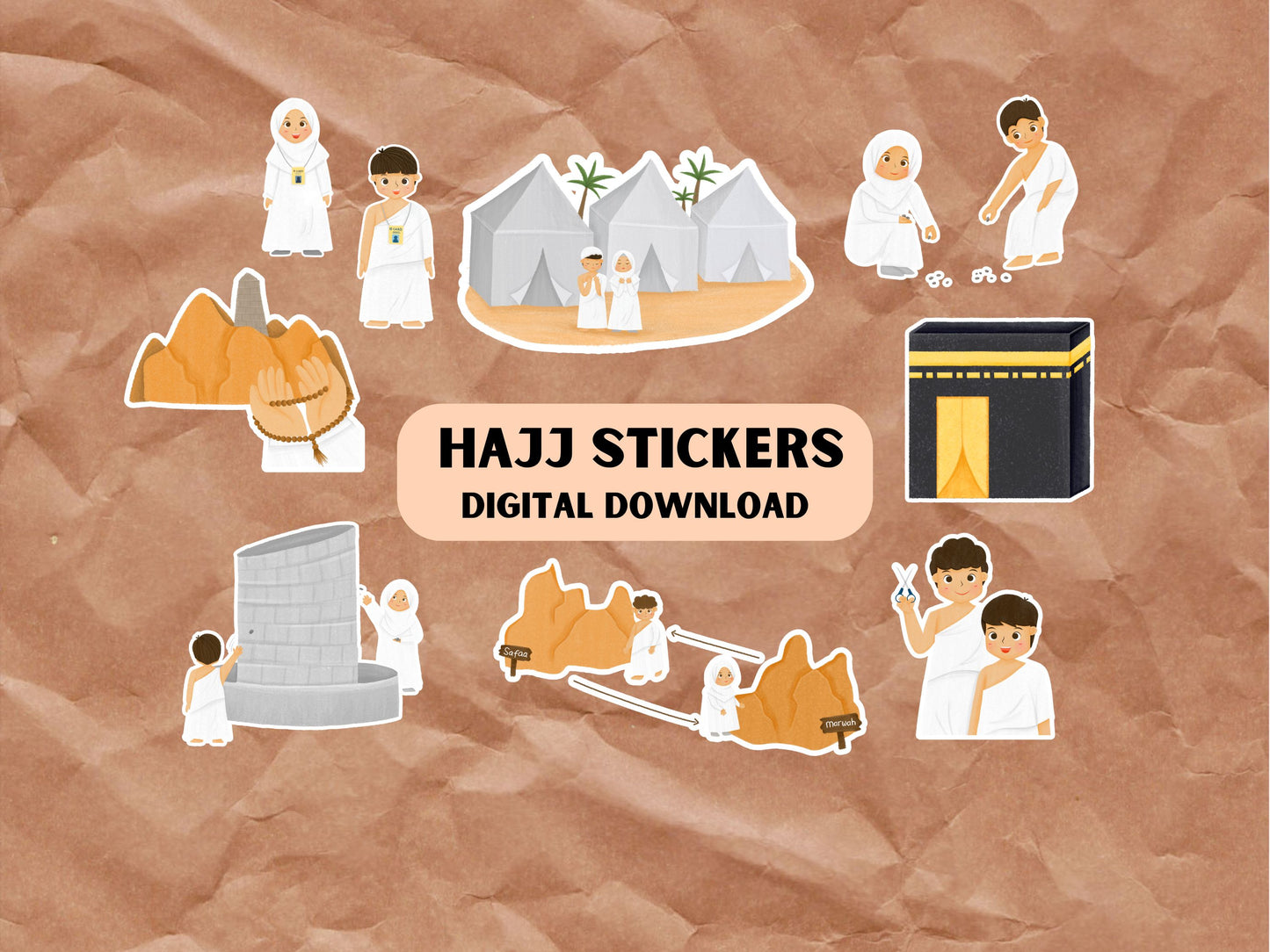 Islamic Hajj Stickers Printable